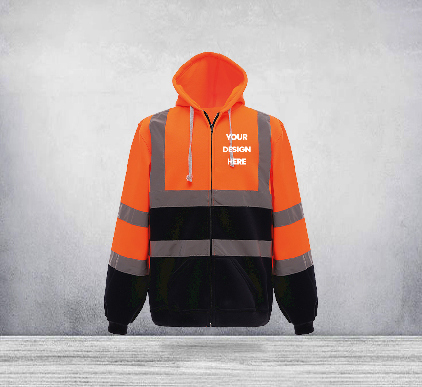 Custom Printed Hi Vis Hooded Sweatshirt