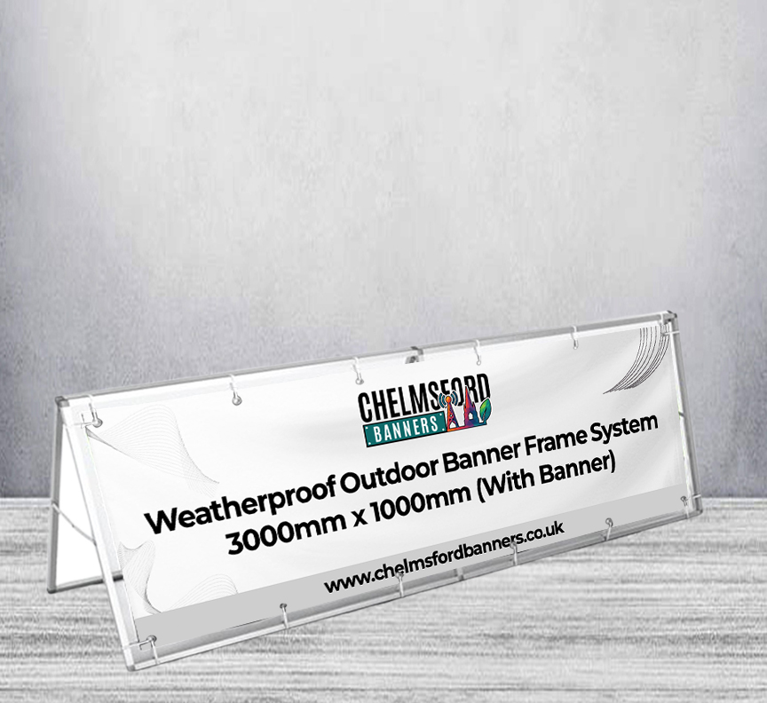 Weatherproof Outdoor Banner Frame System 3000mm x 1000mm (With Banner)