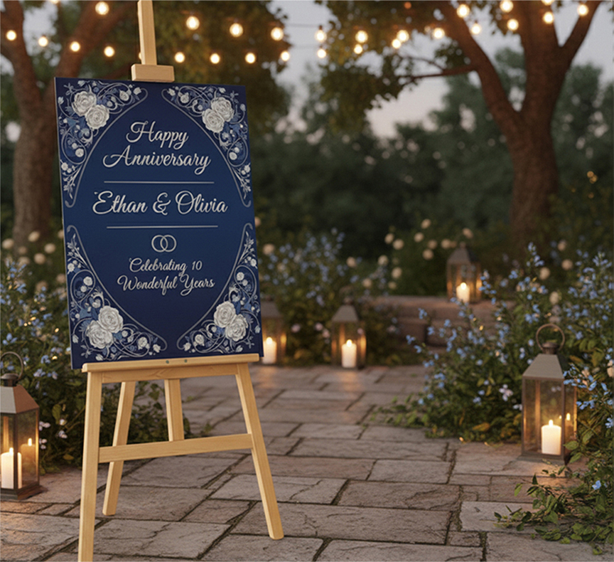 Anniversary Easel With Printed Board
