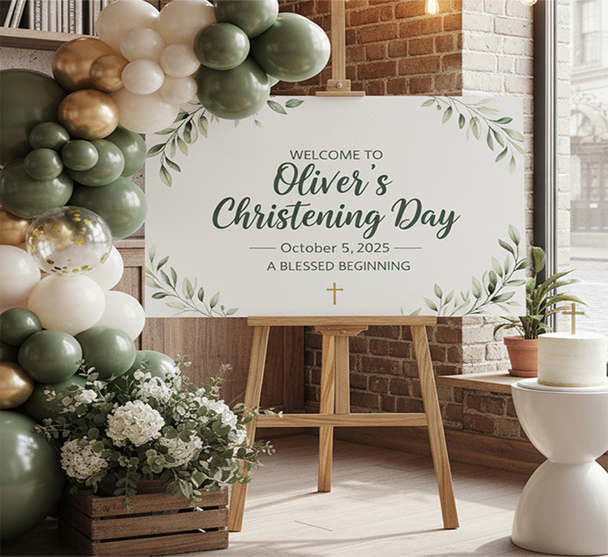 Christening Easel With Printed Board