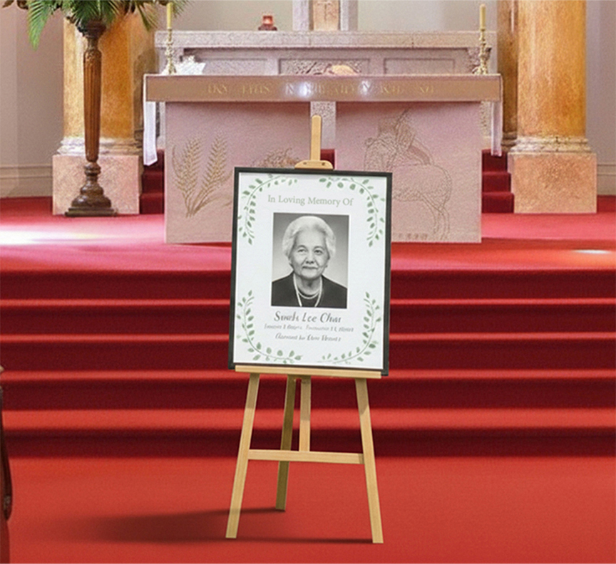 Funeral Memorial Easel With Printed Sign