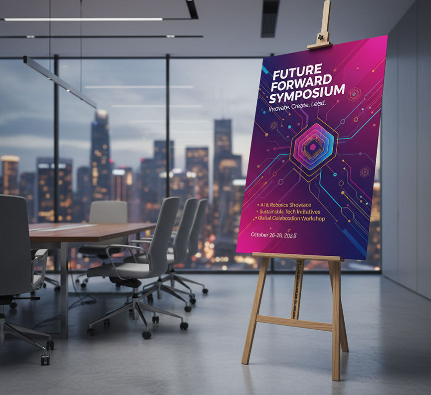 Presentation Stand With Printed Sign