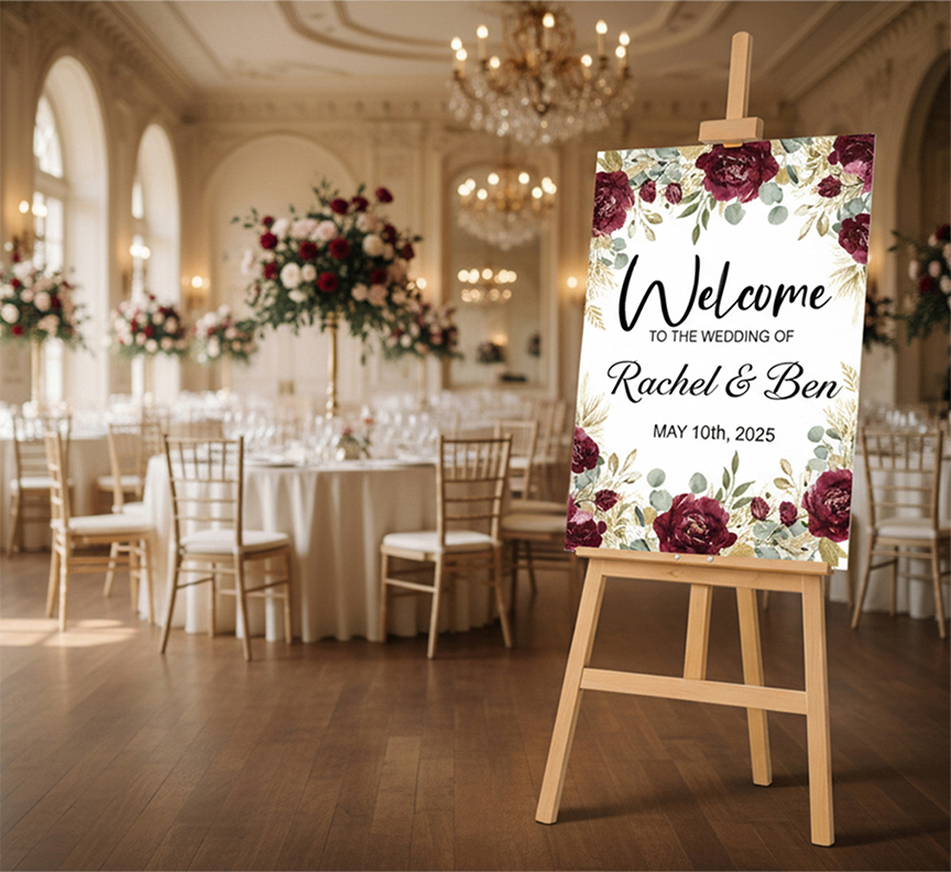 Wedding Wooden Easel With Printed Sign